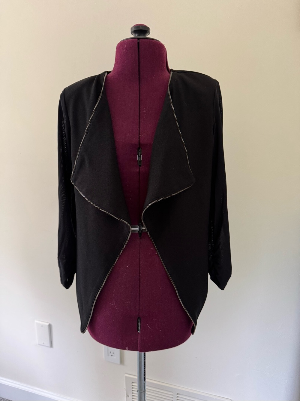 Material GirlBlack Draped Open-Front Cropped Jacket
